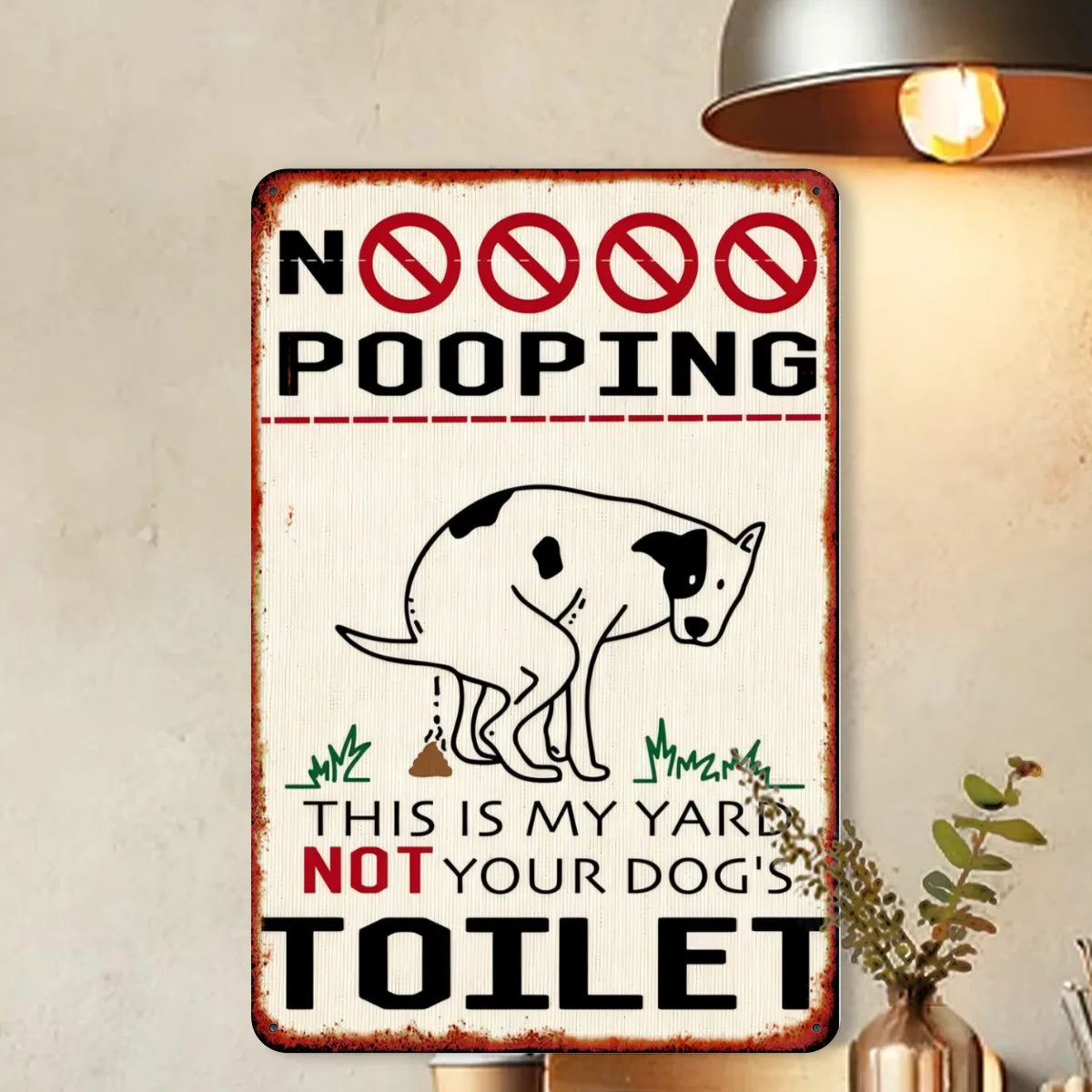 "No Dog Poop Allowed - 8x12" Square Aluminum Sign for Home, Bars, Cafes \u0026 Clubs | Durable Metal Wall Decor"