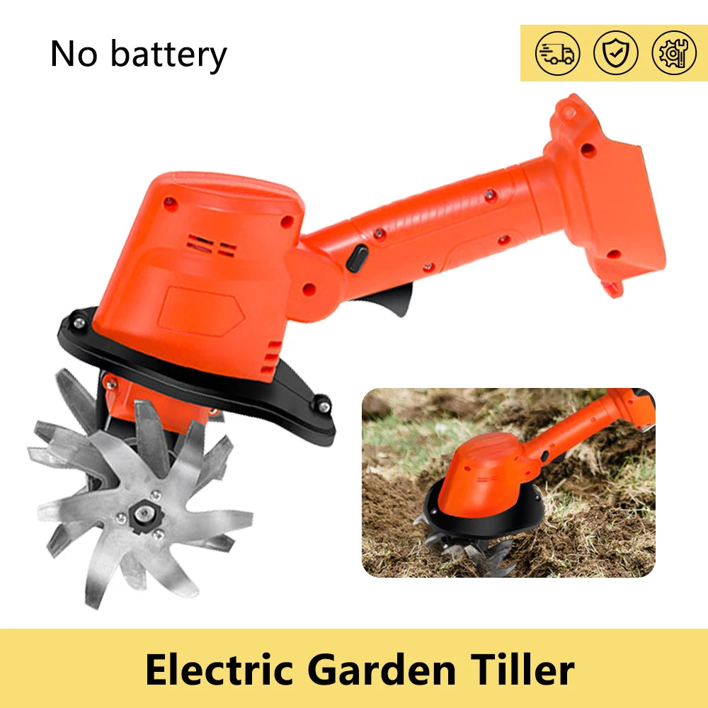 Cordless Electric Tiller Cultivator Portable Electric Garden Rotavator For Garden Vegetable Field Greenhouse Garden Power Tool