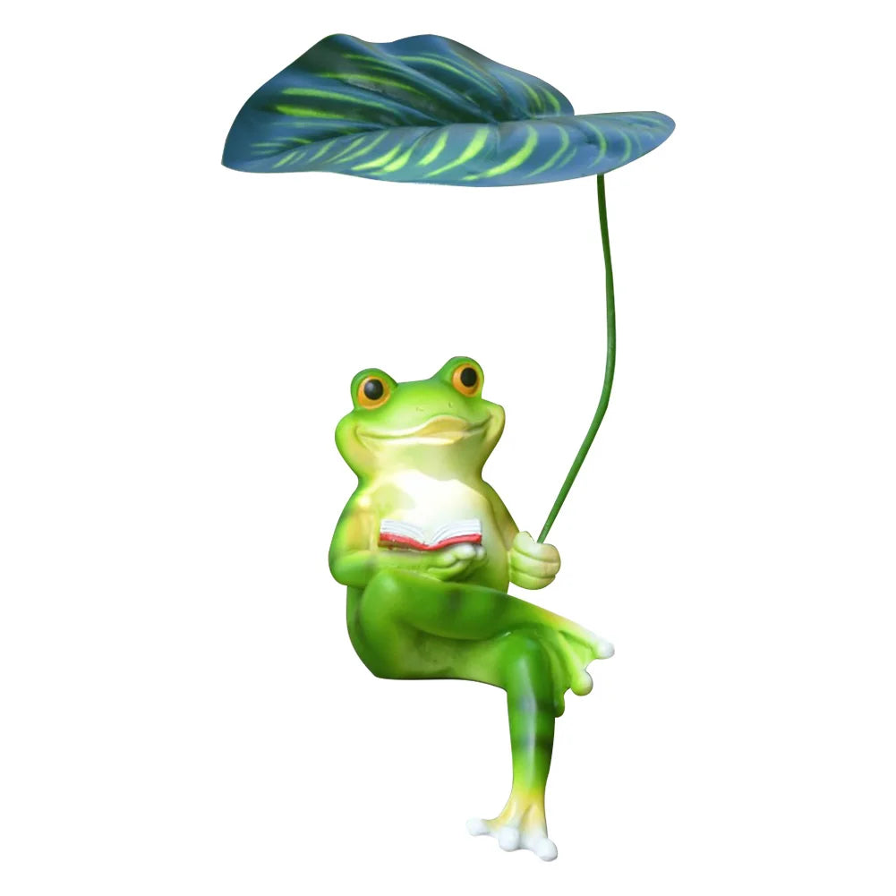 Frog Garden Statue Resin Cute Frog Statue for Garden Yard Patio Fairy Garden Accessories