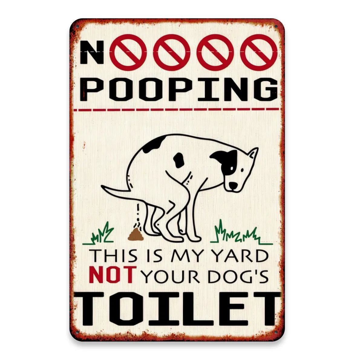 "No Dog Poop Allowed - 8x12" Square Aluminum Sign for Home, Bars, Cafes \u0026 Clubs | Durable Metal Wall Decor"