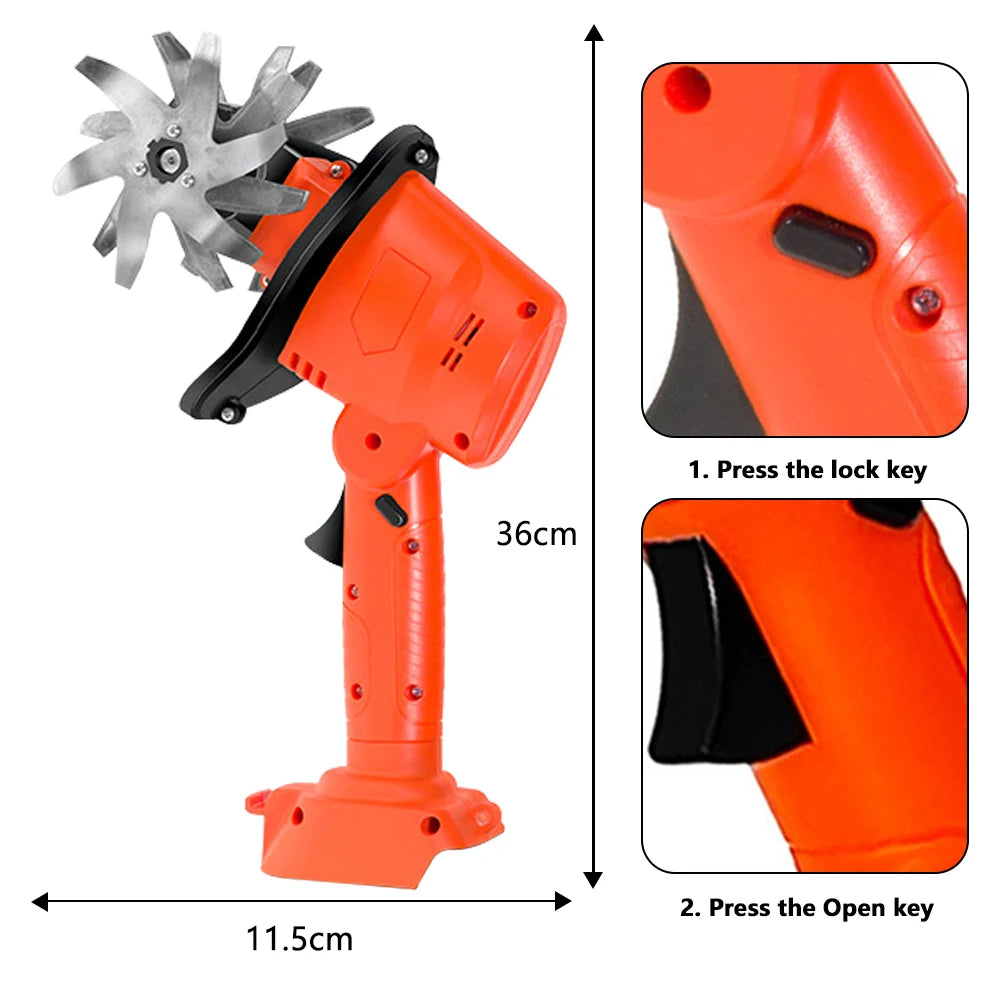 Cordless Electric Tiller Cultivator Portable Electric Garden Rotavator For Garden Vegetable Field Greenhouse Garden Power Tool